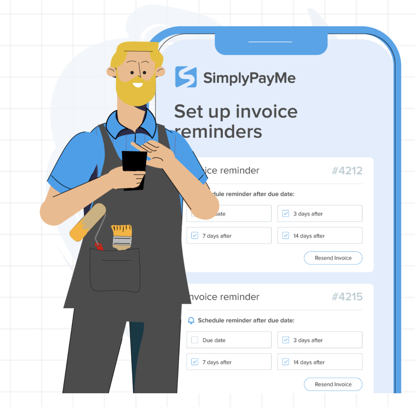 a person setting up automated invoice reminders